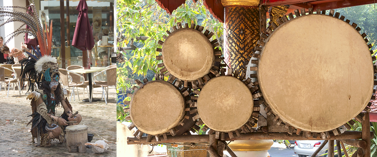 Azteka indianen drummers